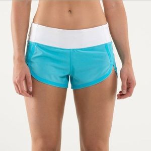Lululemon Run Racer Short blue white yellow size 4